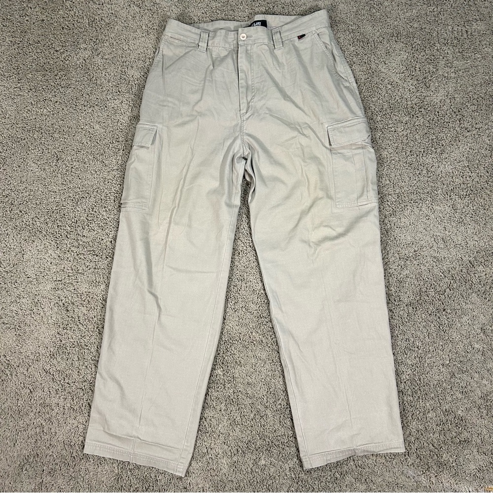 Vtg FUBU Mens 38x32 Loose Fit Wide Leg Classic Cargo Khaki Hiphop Skater 90s Y2K